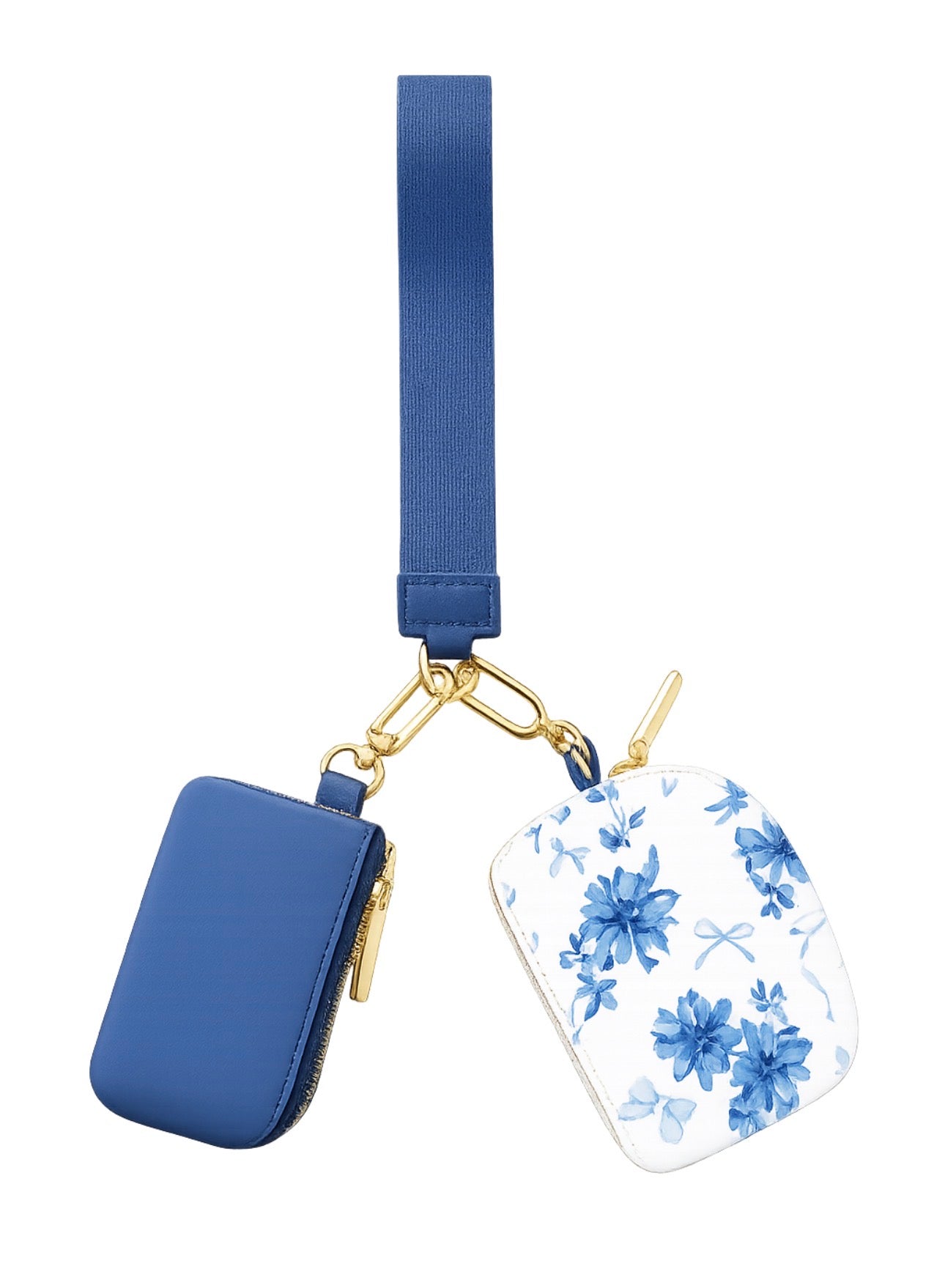 Blue Floral Wristlet