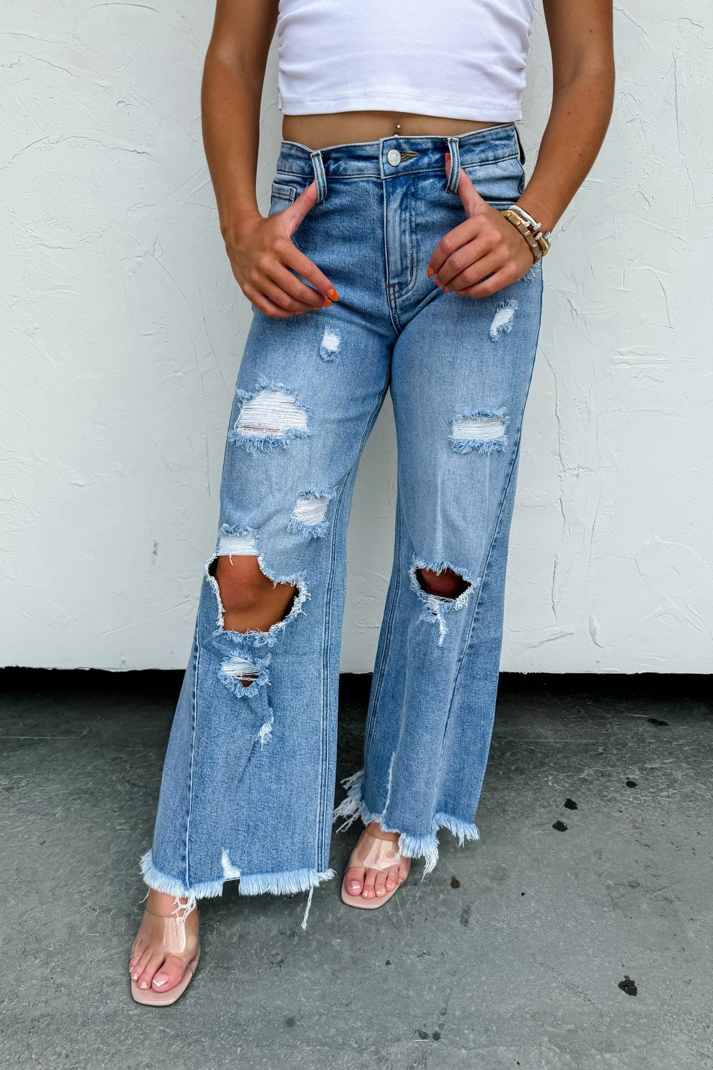 DREW DISTRESSED DAD JEANS