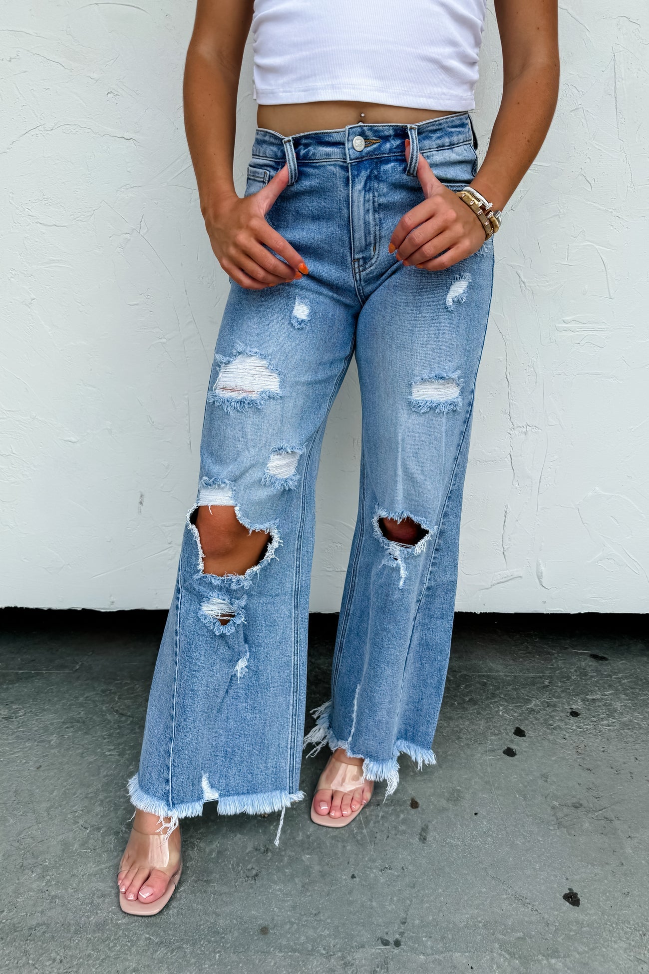 DREW DISTRESSED DAD JEANS