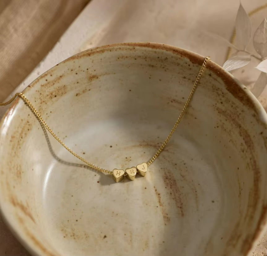 Custom heart initial necklace