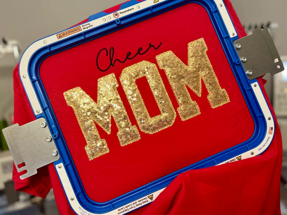 embroidered sequin crewneck with large initials