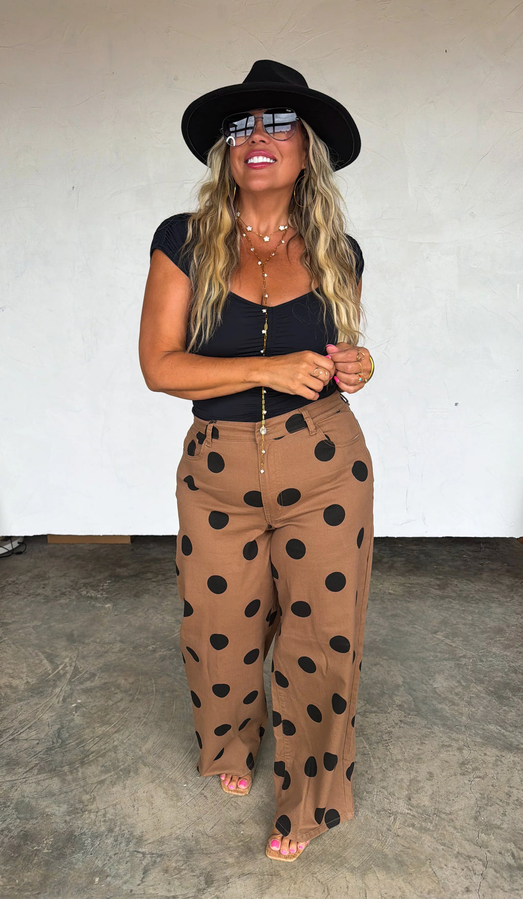 PREORDER- MOCHA DOT DENIM JEANS