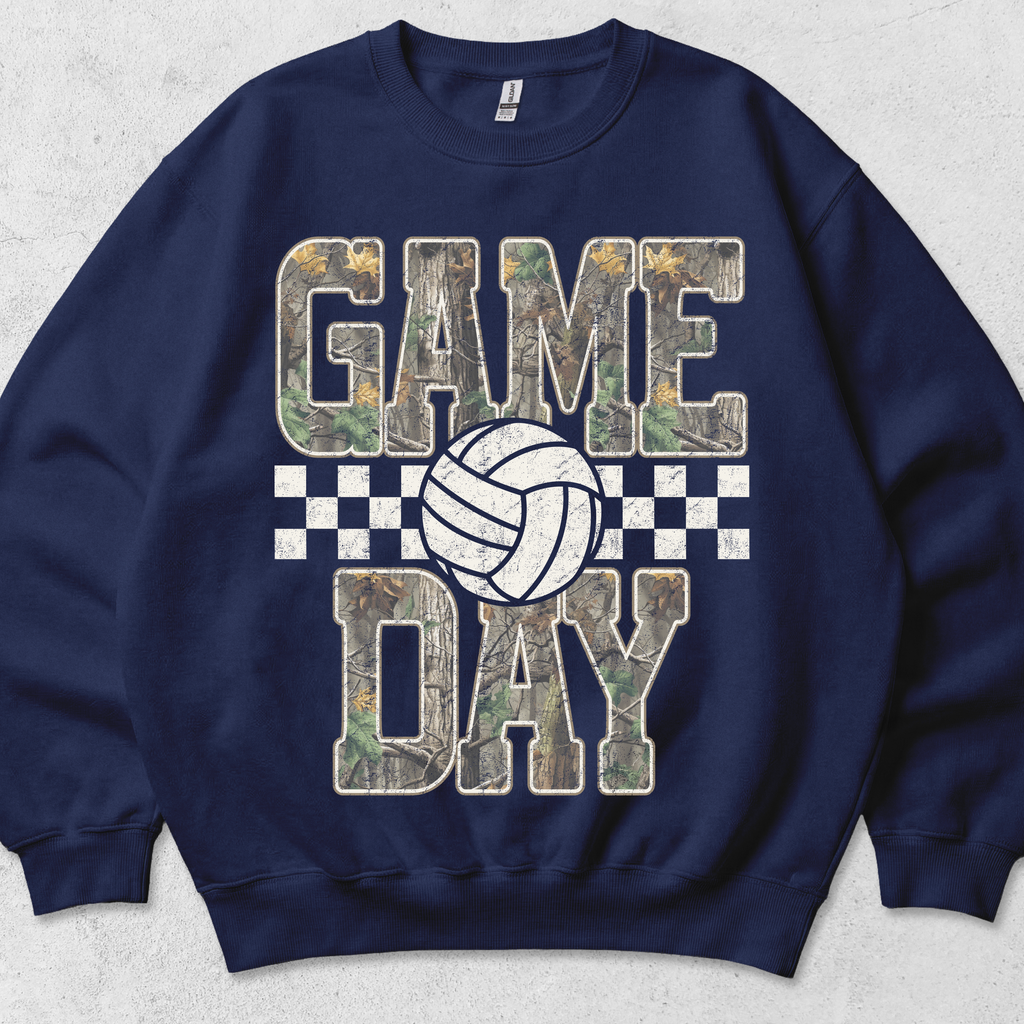 Camo game day volleyball graphic crewneck sweatshirt