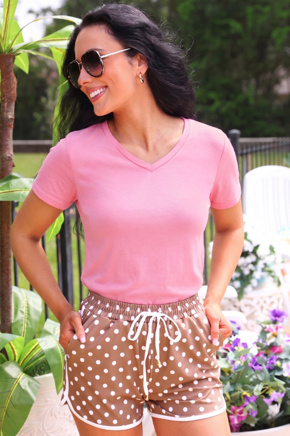 Mocha Mousse Polka Dot Everyday Shorts