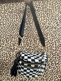 Black checkered crossbody bum bag