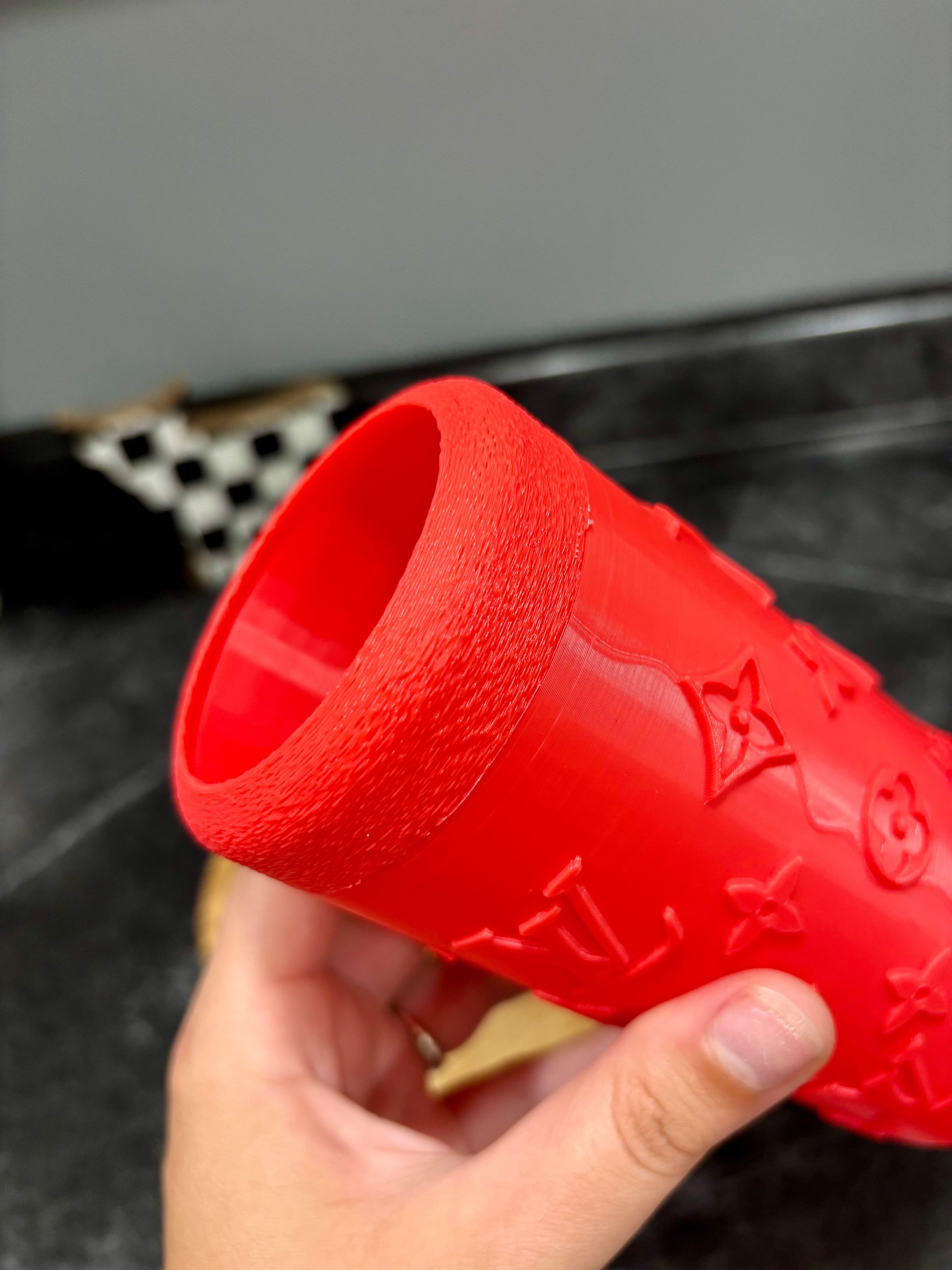 Red/Coral LV can koozie