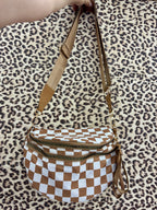 Brown checkered crossbody bum bag