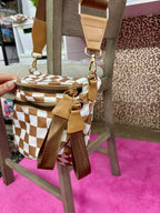 Brown checkered crossbody bum bag