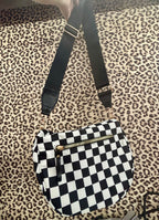 Black checkered crossbody bum bag