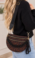 Brown leopard print crossbody bum bag