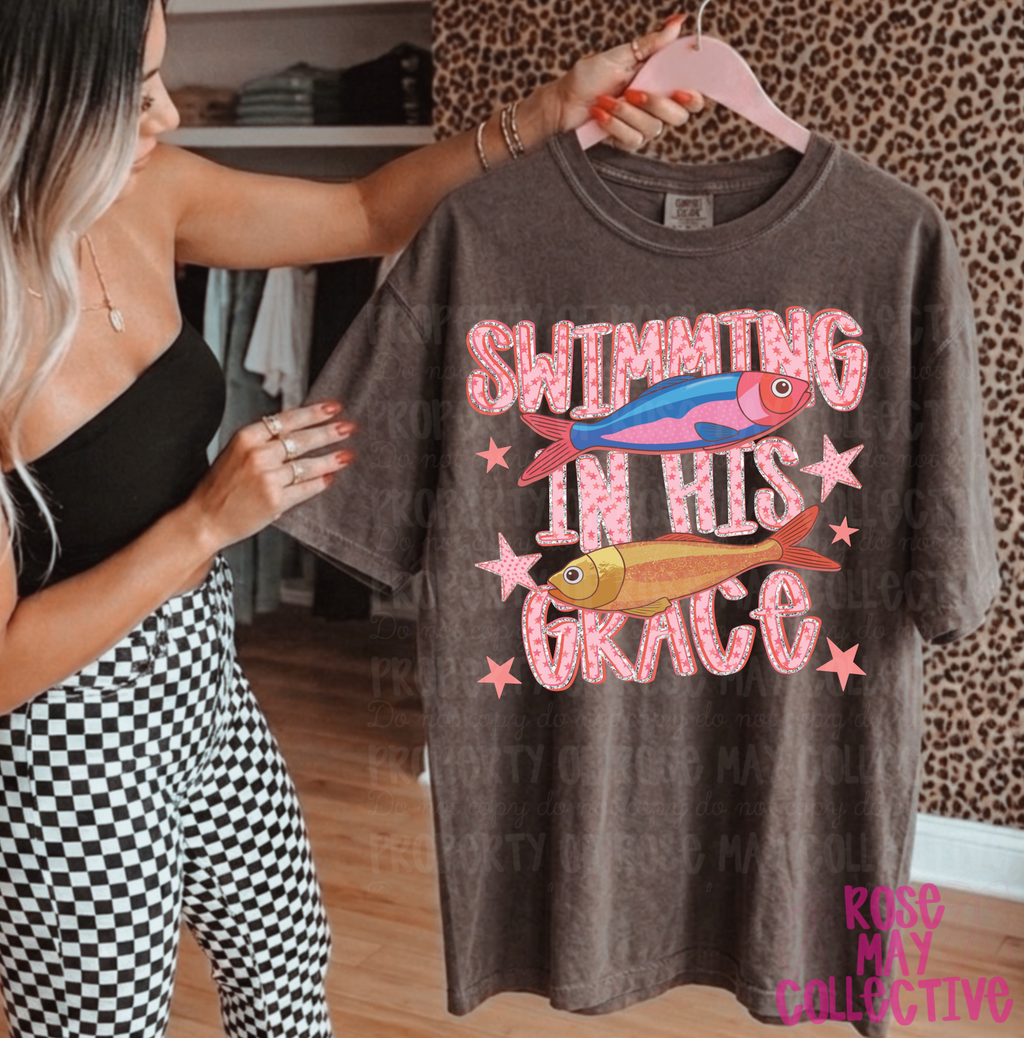 Swimming in His grace graphic tee