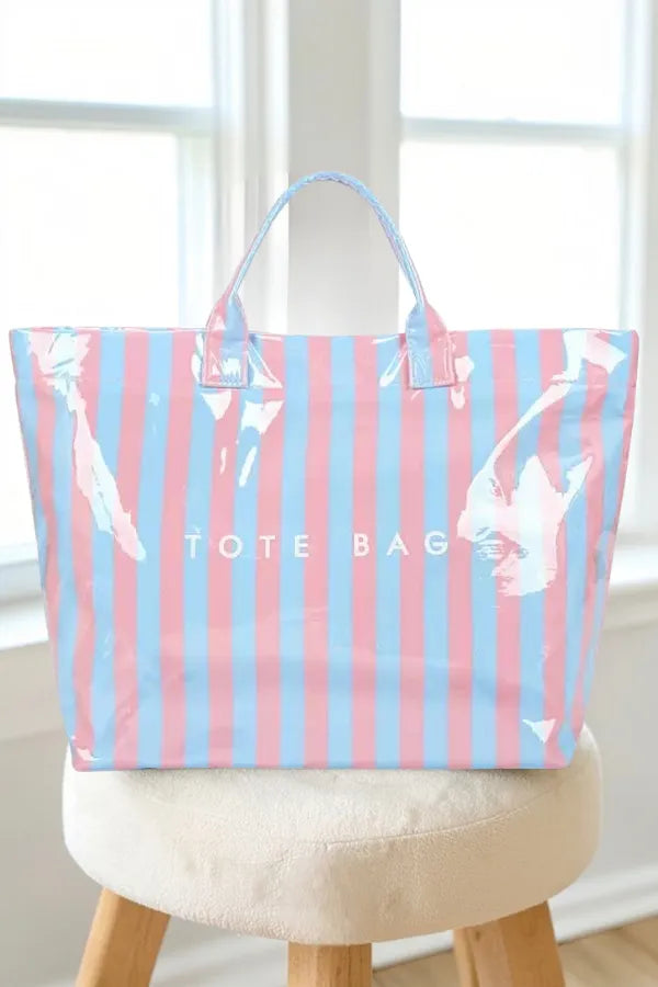 Preorder Large Capacity Travel Casual Striped Tote Bag - TAT 2-4weeks