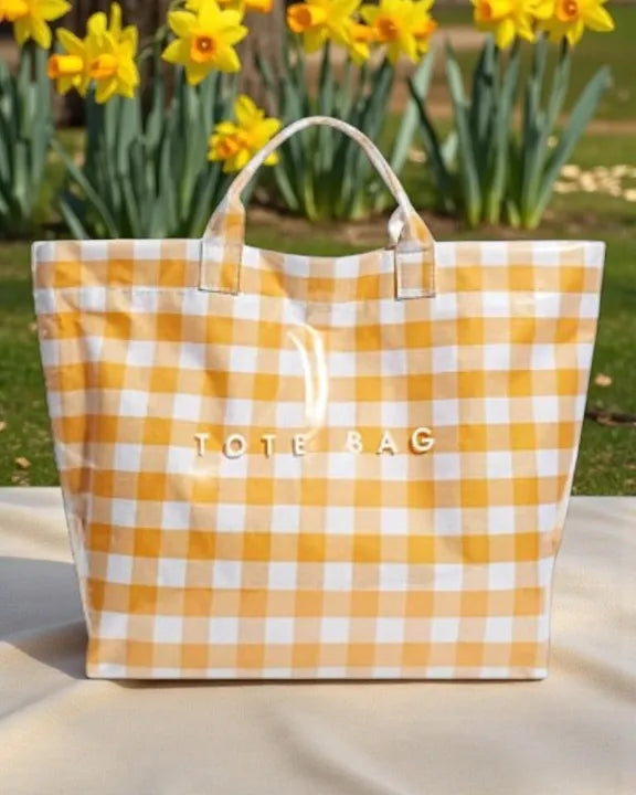 ETA 6/12 - Yellow Gingham Tote Bag