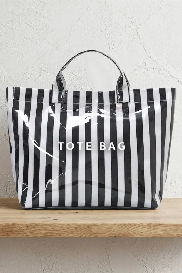 ETA 6/5 - Black and White Striped Tote Bag