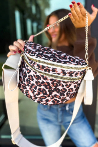 Chestnut Leopard Printed Crossbody Bag