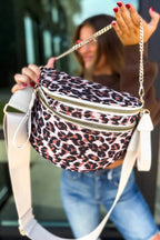 Chestnut Leopard Printed Crossbody Bag