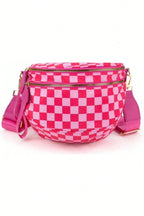 Checkered Print Wide Strap Large Crossbody Bag