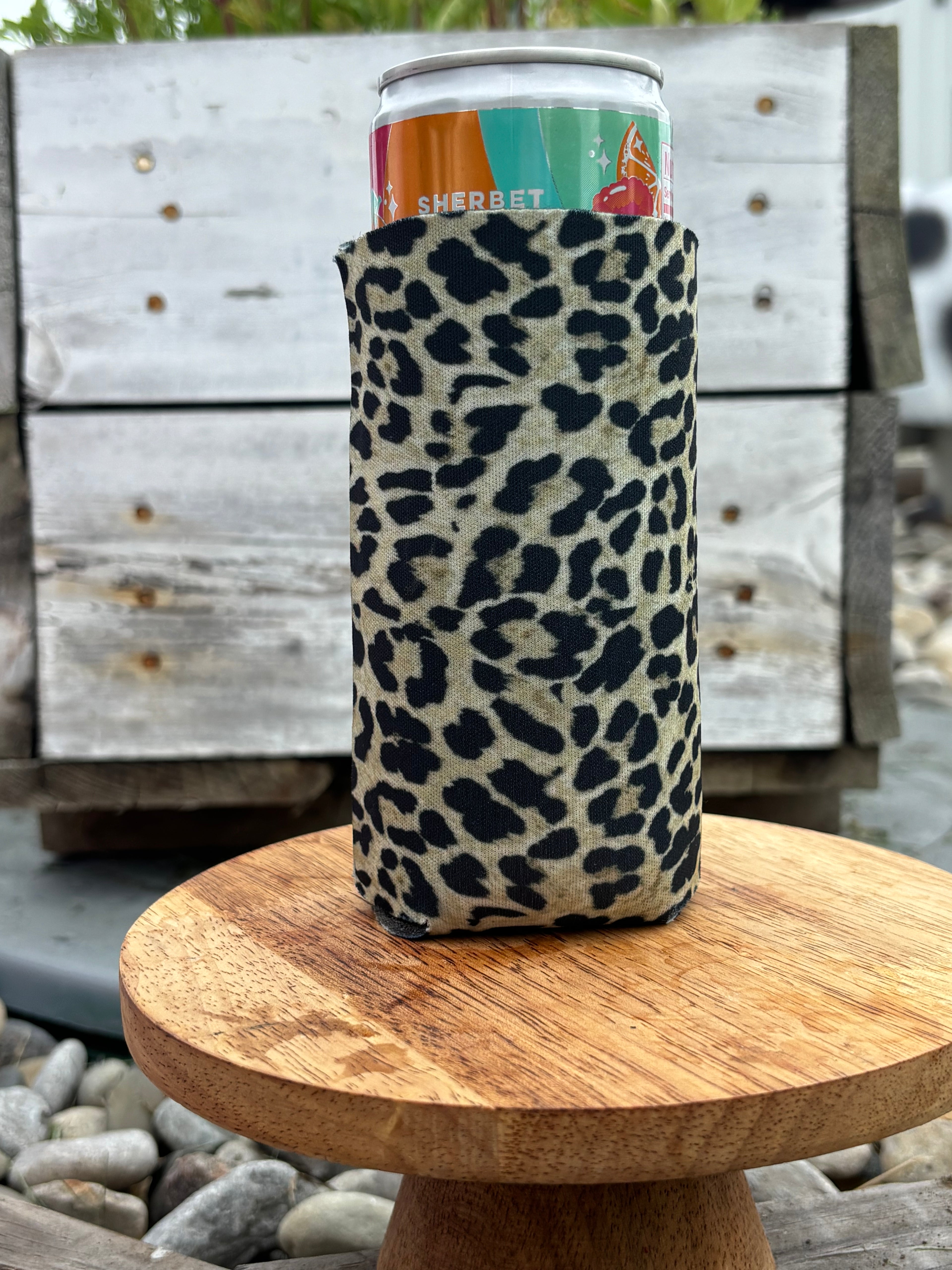 Tall/Skinny Can Koozie - plain leopard