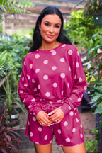 Luna Luxe Pullover Set - Pink Polka Dot