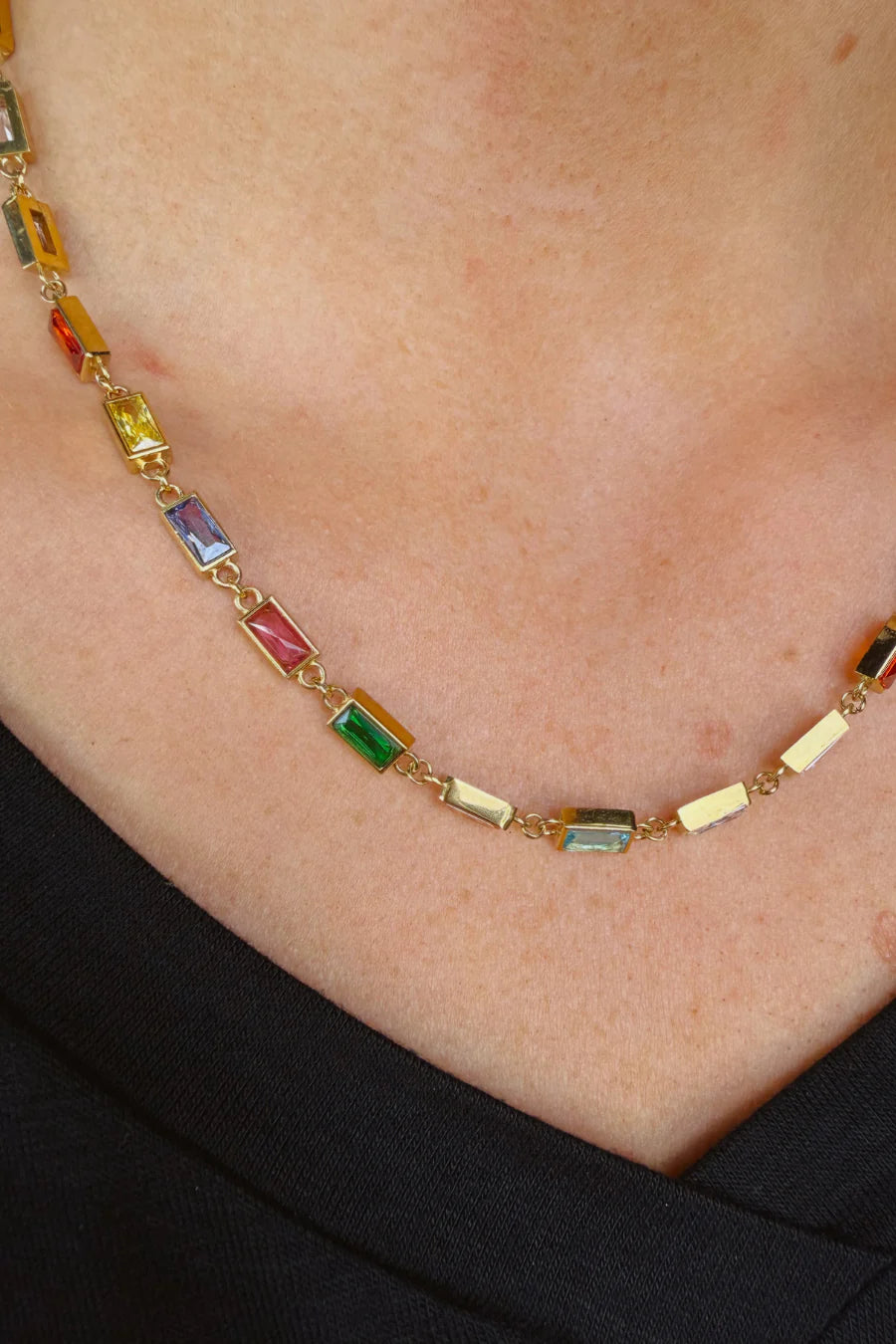 Rainbow Baguette Necklace