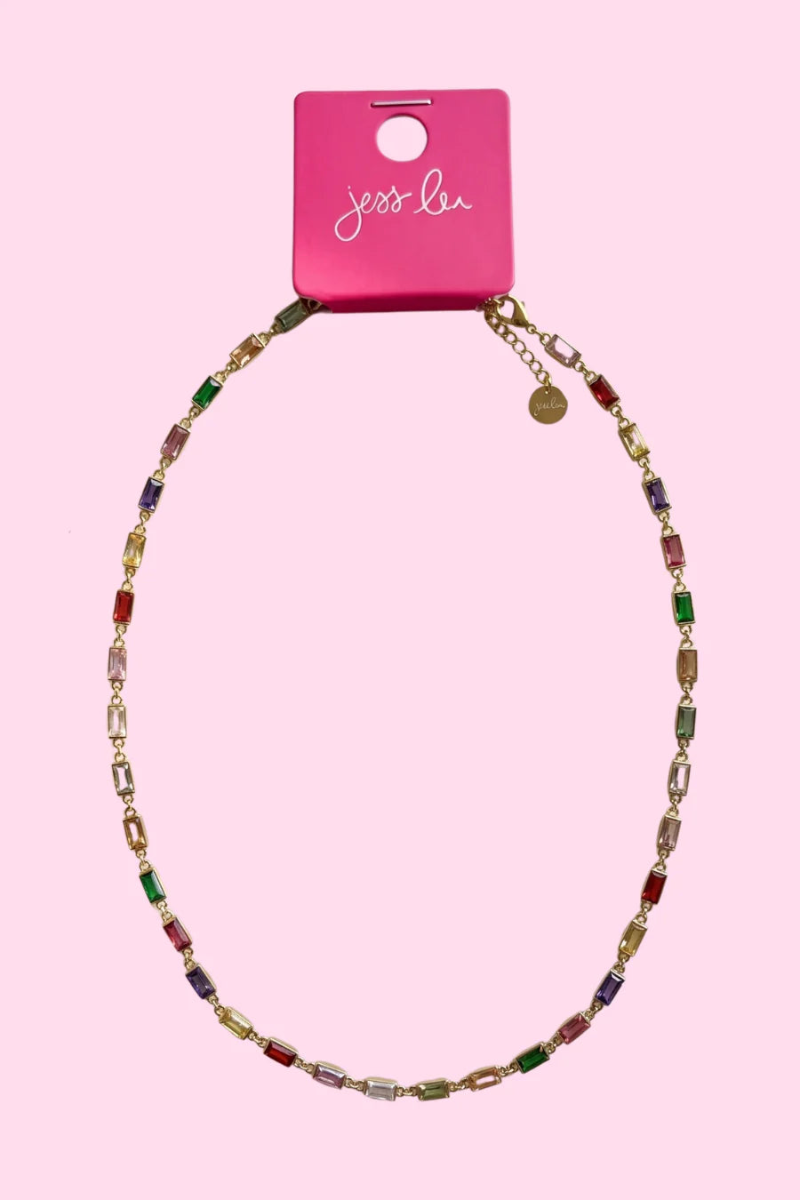 Rainbow Baguette Necklace