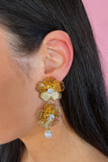 Golden Floral Drop Earrings