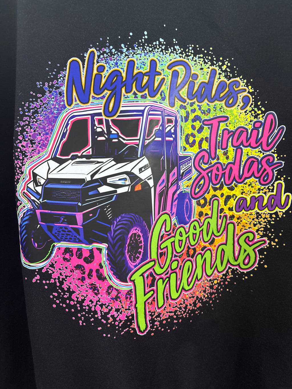 Night rides, side by side graphic crewneck sweatshirt