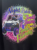Night rides, side by side graphic crewneck sweatshirt