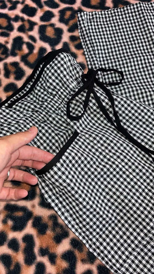 Black gingham pants