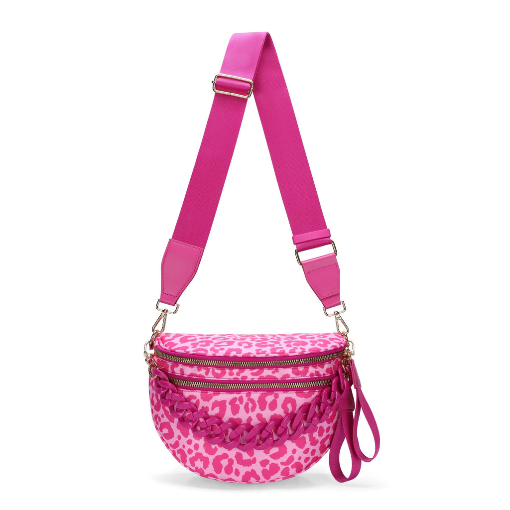 Pink leopard crossbody bum bag