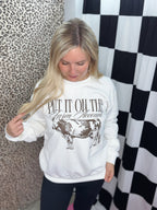 Put it on the farm account graphic crewneck sweatshirt
