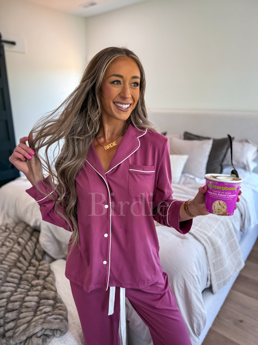 PREORDER Bedtime Bliss Two Piece Set in Berry Cream Dream (sold as set) SS