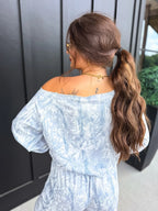 PREORDER Free Flow Off Shoulder Top in Silver Skies Camo