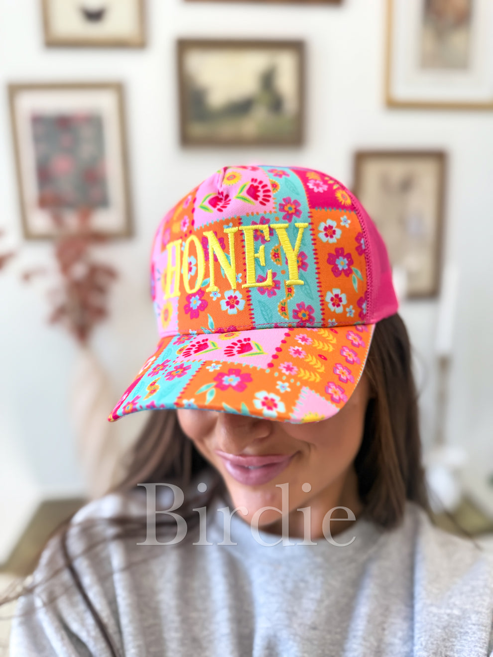 Honey Embroidered on Paisley Patch Trucker Hat
