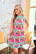 Lucy Tank Dress- Tropical Patchwork