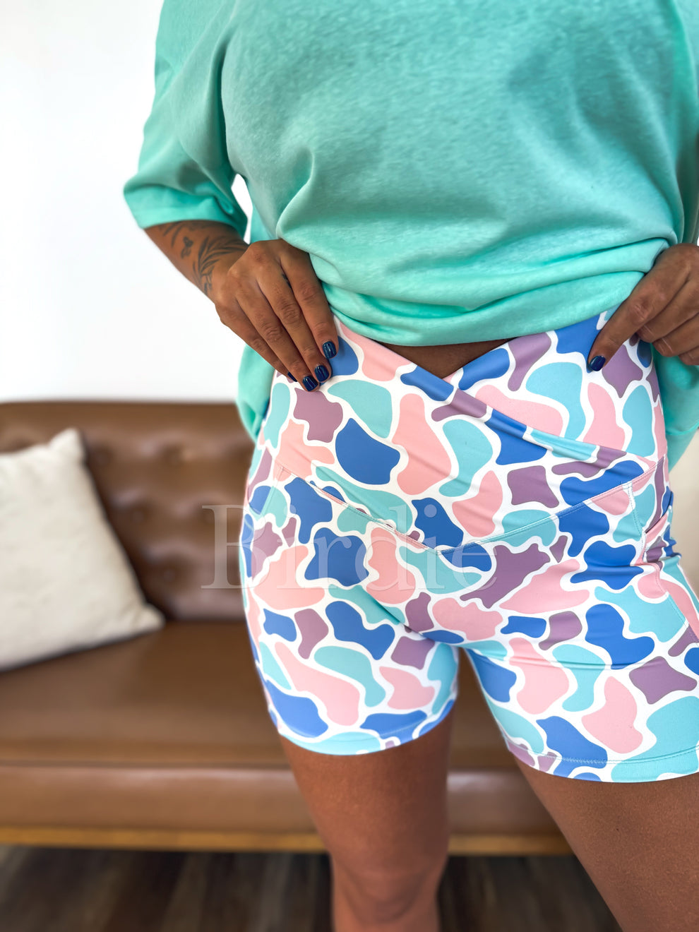 Spring Duck Camo Crossover Biker Shorts