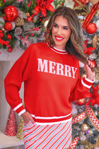 Red Merry Jacquard Knit Sweater