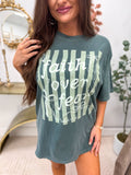 Faith Over Fear Graphic Tee on Blue Spruce