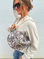 Dark Camo Double Zipper Crossbody Bag