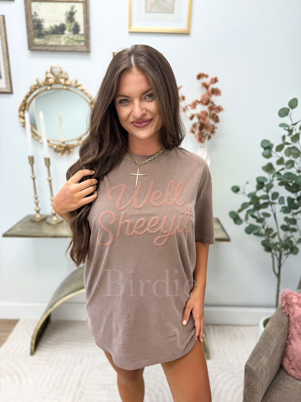 Well Sheeyit Vinyl Graphic Tee on Espresso