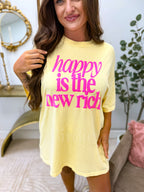Happy Is New Rich Vinyl Graphic Tee on Butter