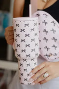 Black & Pink Mini Coquette Bows 38 Oz Tumbler