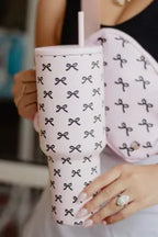 Black & Pink Mini Coquette Bows 38 Oz Tumbler