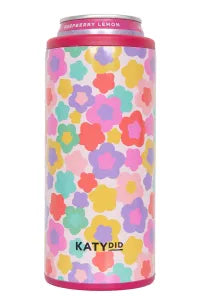 Groovy Multicolored Flowers Slim Can Cooler