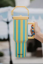 Cabana 38 Oz Jug Tumbler (Yellow and Aqua Striped)