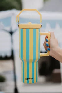 Cabana 38 Oz Jug Tumbler (Yellow and Aqua Striped)