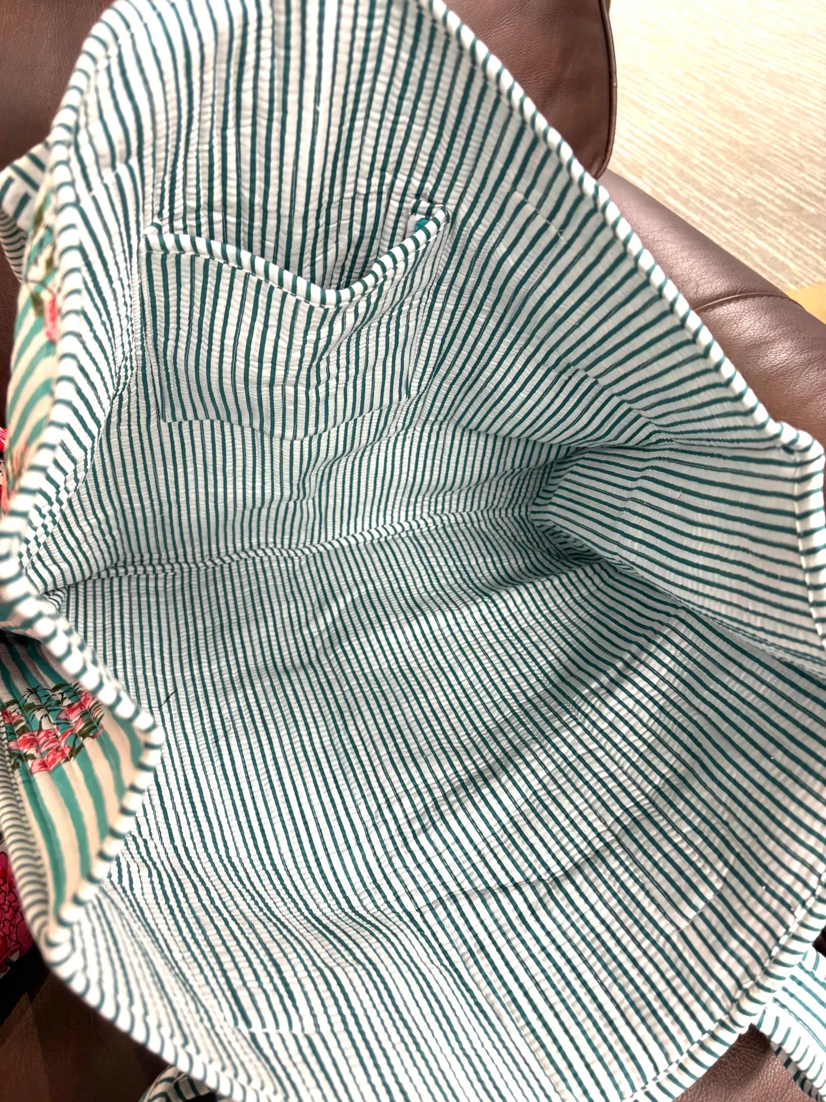 Cottage Garden Blue Striped Tote Bag