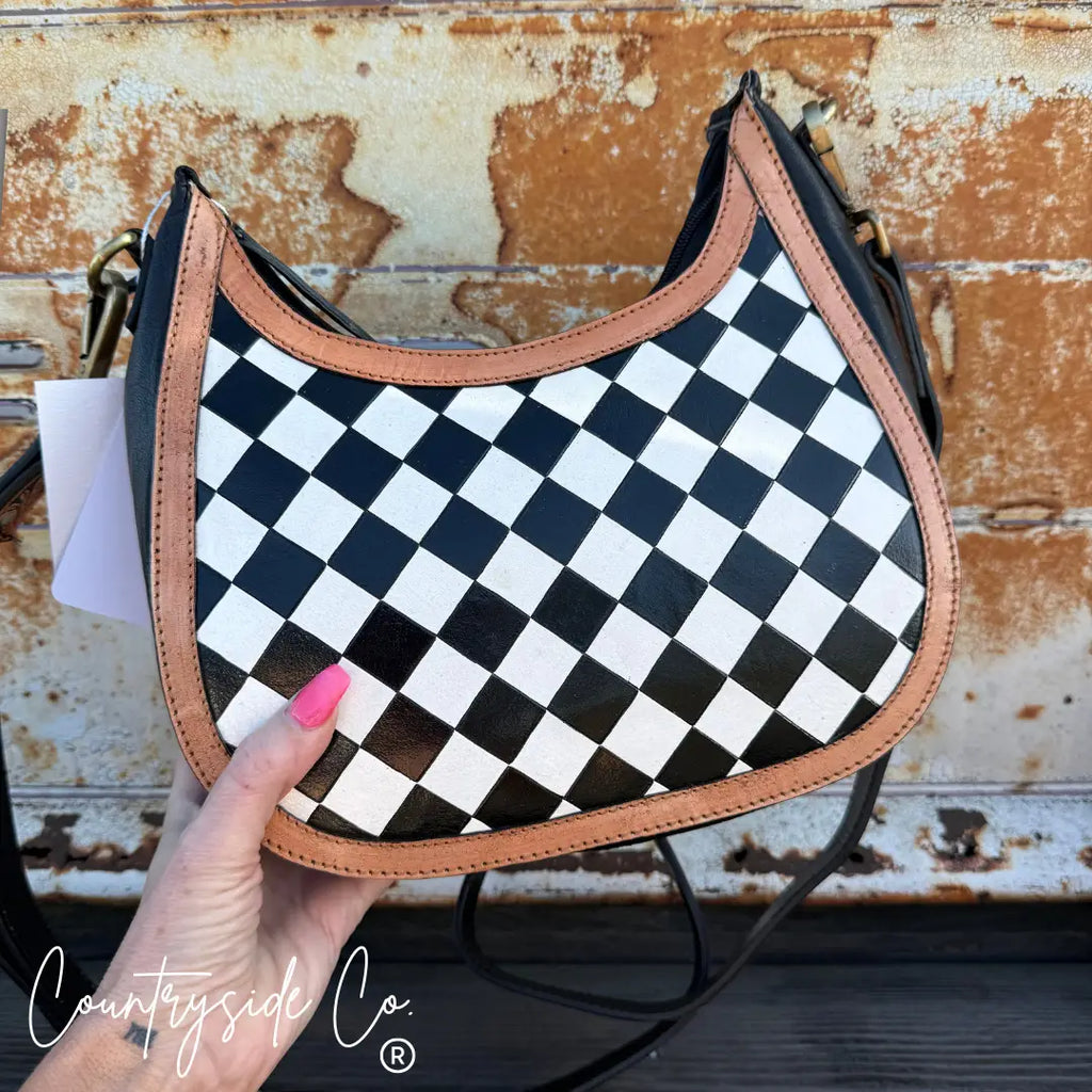 Brim Checkered Leather Purse