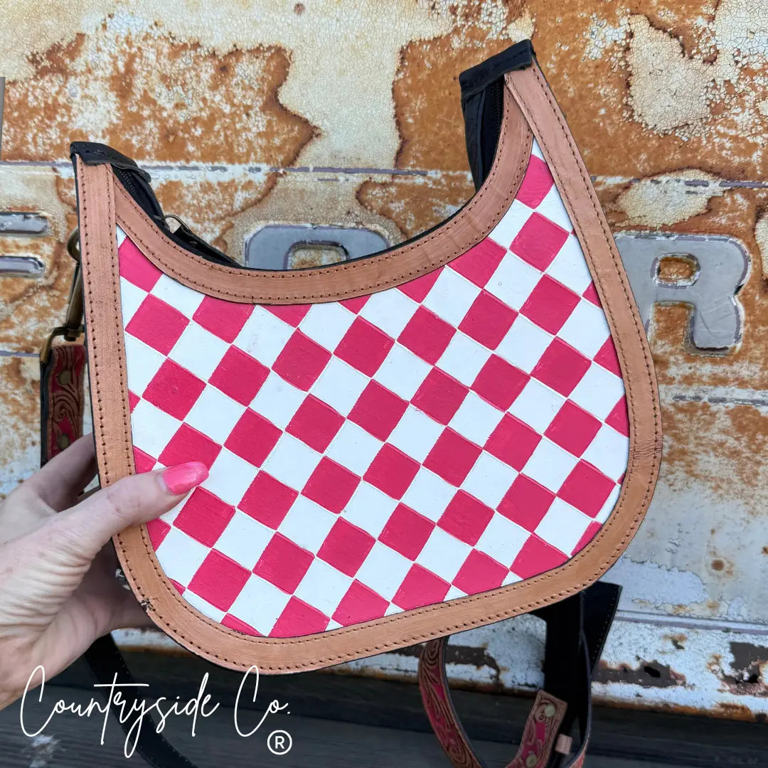 Prairie Doll Checkered Leather Purse