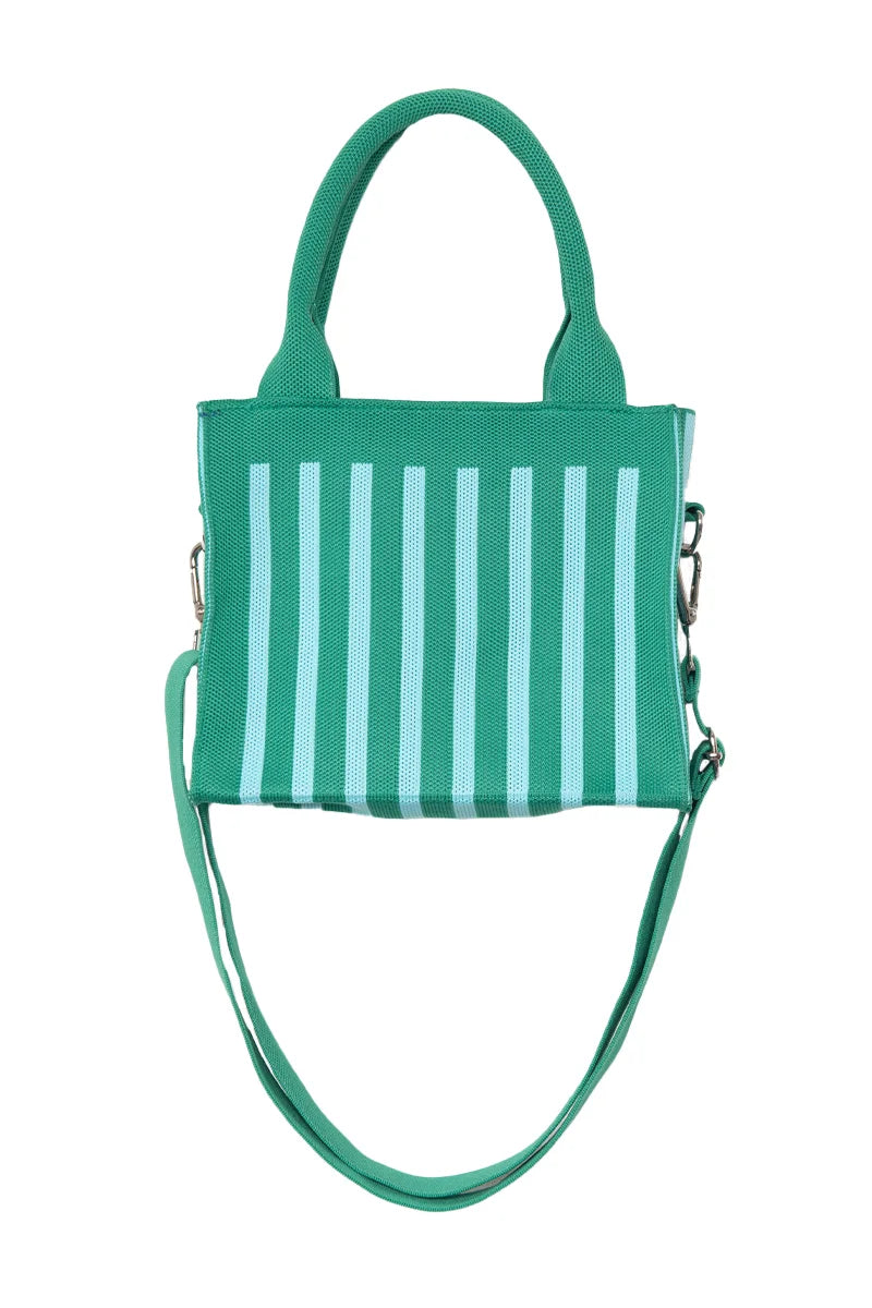 Green Striped Structured Mini Tote Purse